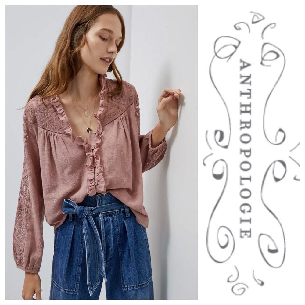 NWT Forever That Girl Stephine Lace Buttondown